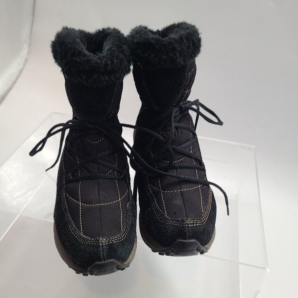 BareTraps Latori Black Quilted Suede Stay Dry System Lace-up Faux Fur Boots 9.5M